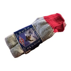 VTG 1999 Big Yank Thermal Socks Men's 10-15 2-Pack Gray Red Wool Blend USA NOS